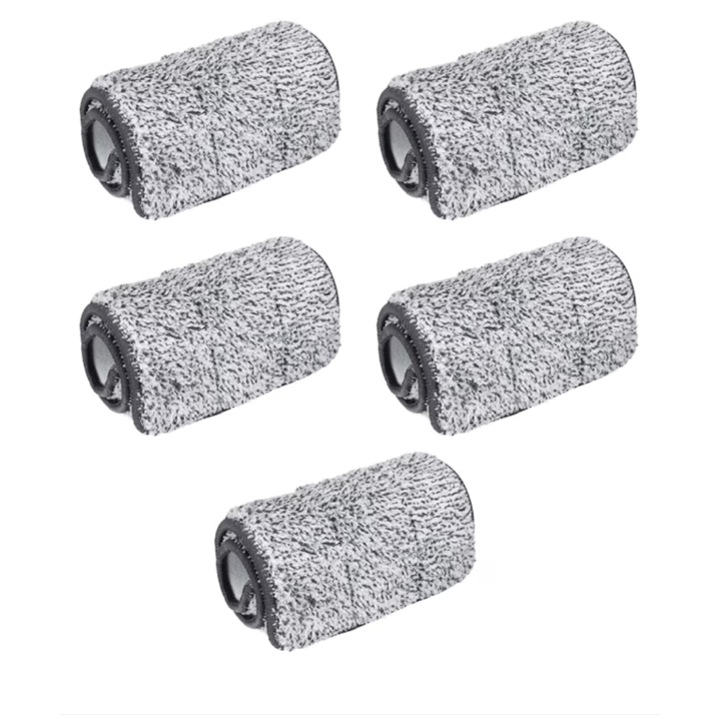 5 db-os mikroszálas lapos felmosófej utántöltő készlet, minden 33x12 cm-es felmosóhoz, szürke ROSELLINA