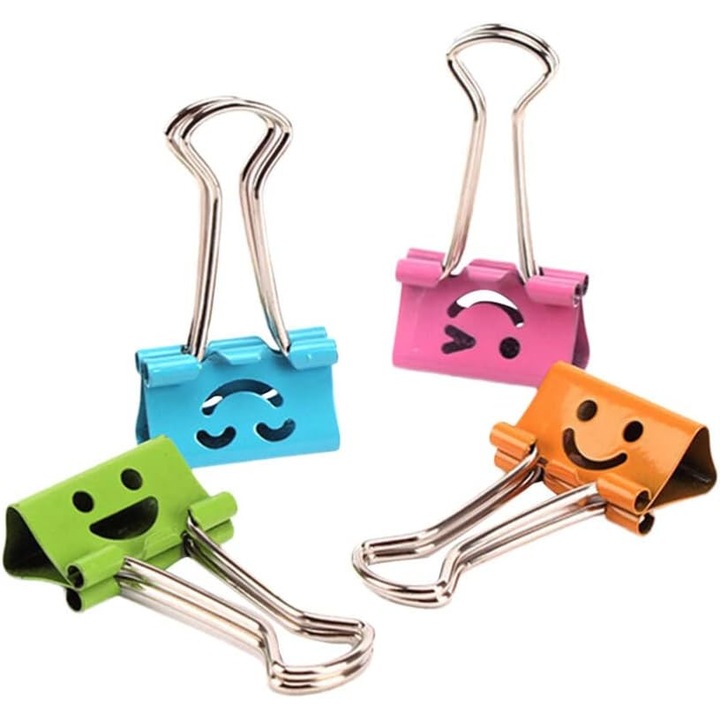Метални кламери със усмихнати лица, комплект 80 броя, за офис, училище и дома