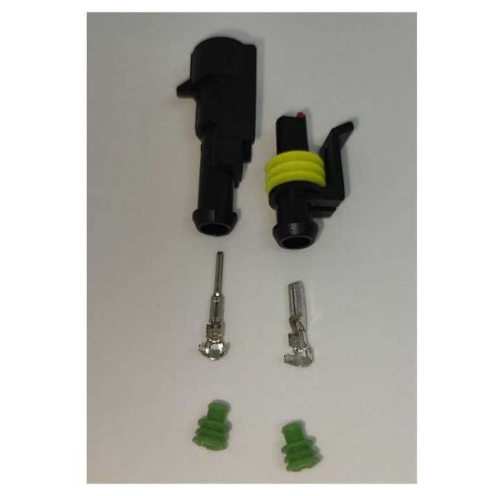 Set conectori cablu Superseal 1.5, tata-mama, 1 pin + 2 pini, etanșare IP67, dimensiuni 9.3x13.8mm