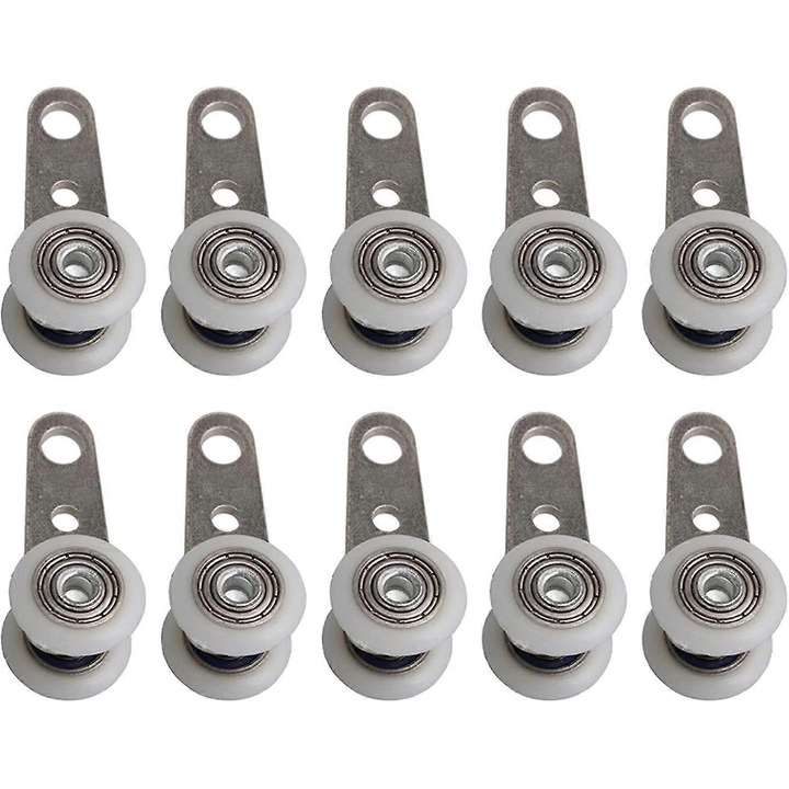 10 db fém-műanyag görgő készlet tolóajtókhoz, 19mm