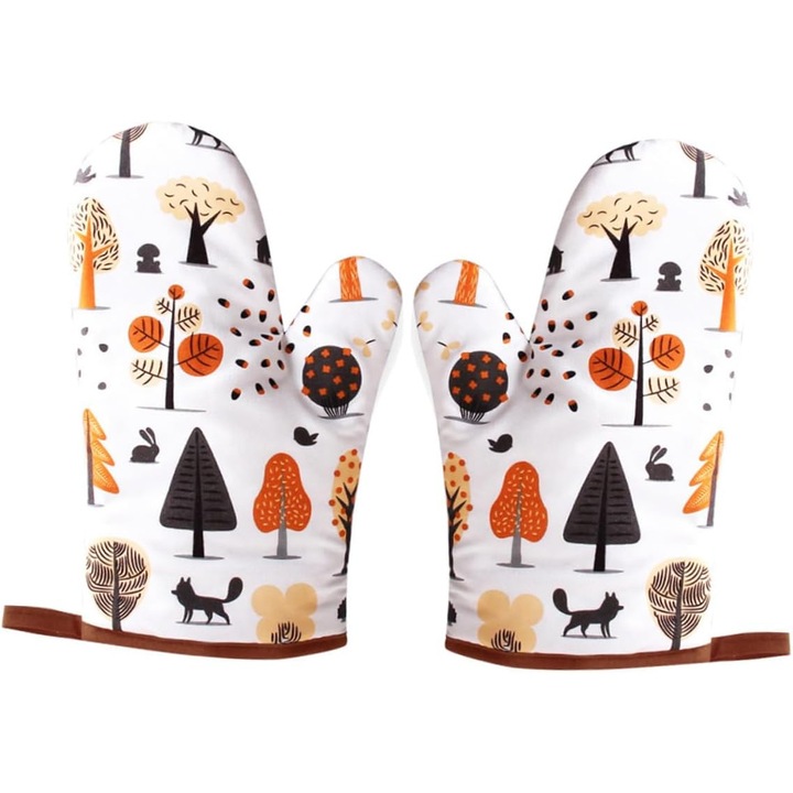 Konyhai kesztyű szett, 1 pár, szigetelt, poliészter pamut, főzéshez, sütéshez, grillezéshez, többszínű