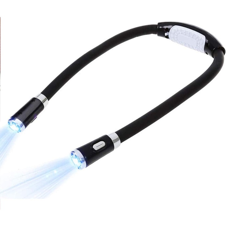 Lampa de citit pe gat, 3 moduri, LED-uri, design ergonomic, flexibila, portabila
