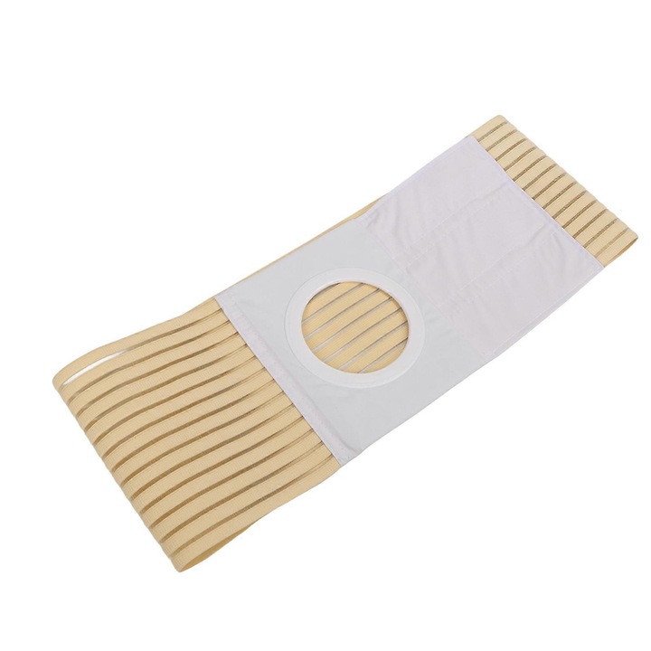 Curea de suport ajustabila pentru hernie, 38cm, elastica, din material respirabil, bej