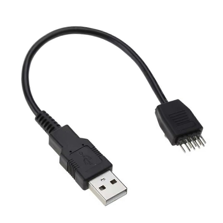 USB kábel, 9 tűs, USB Type A-ra, 20 cm, fekete