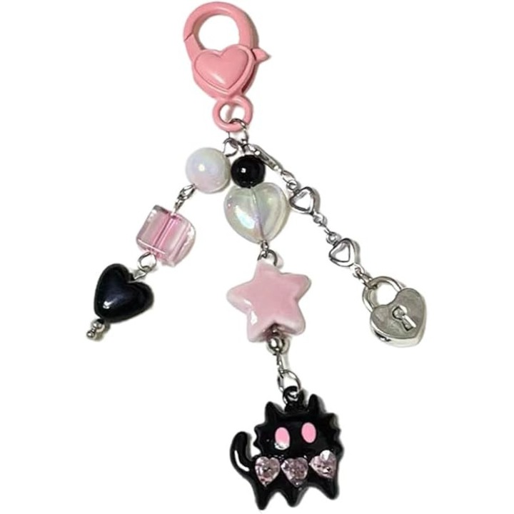 Pillangós kulcstartó, divatos kiegészítő, Y2k gyöngyök, többszínű, nőknek és lányoknak