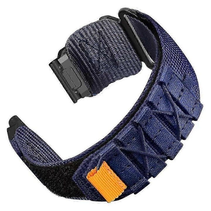 Bratara ceas 26mm, nylon, portocalie, pentru Garmin Fenix 8/7X/6X/5X, ajustabila, set de bratara cu prindere Velcro