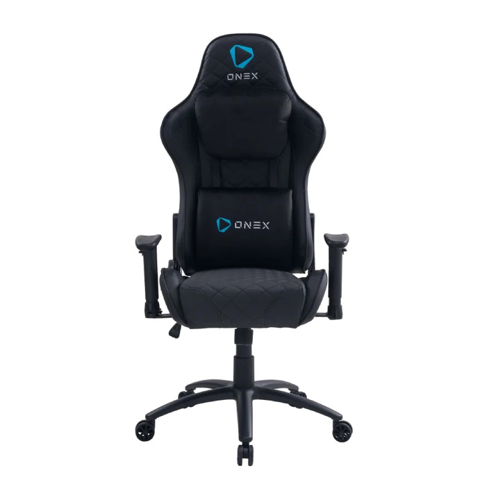 Scaun Gaming ONEX GX330, Max 125 kg, Cotiere 2D, Cadru metalic, Spuma, PVC Negru