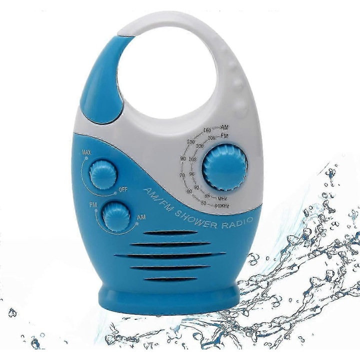 Radio de dus, AM/FM, impermeabil, cu volum ajustabil, 30x10x10cm