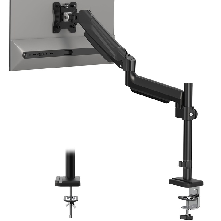 Suport Monitor Bontec, mobil, 13-34 inch, 3-9 Kg, rotatie 360, inclinare, clema birou