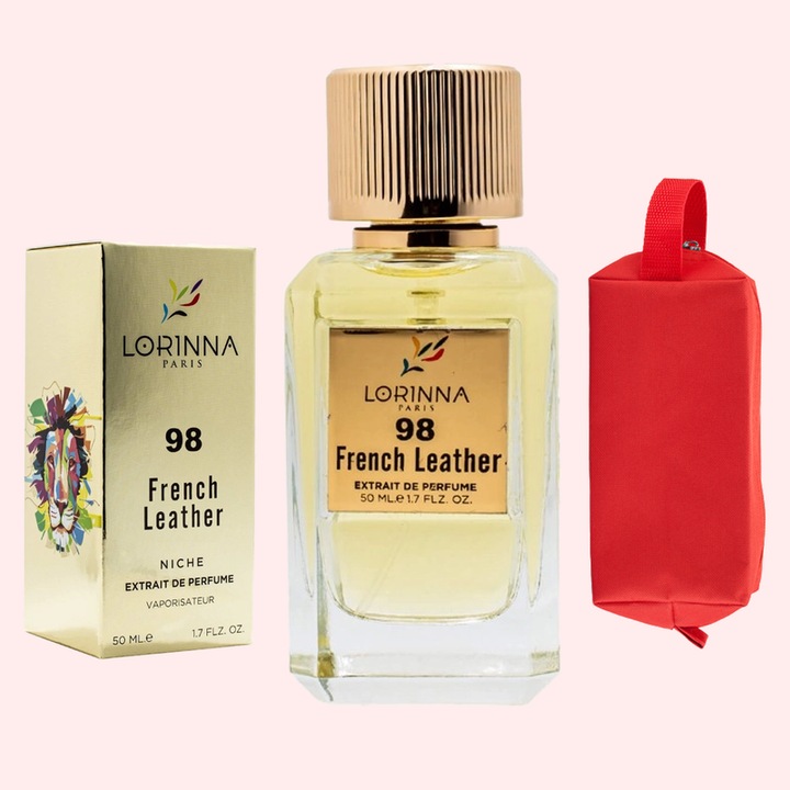 Set Extract de Parfum Lorinna Paris Parfum French Leather, Unisex Dama Barbat, 50 ml si Gentuta Parfumuri