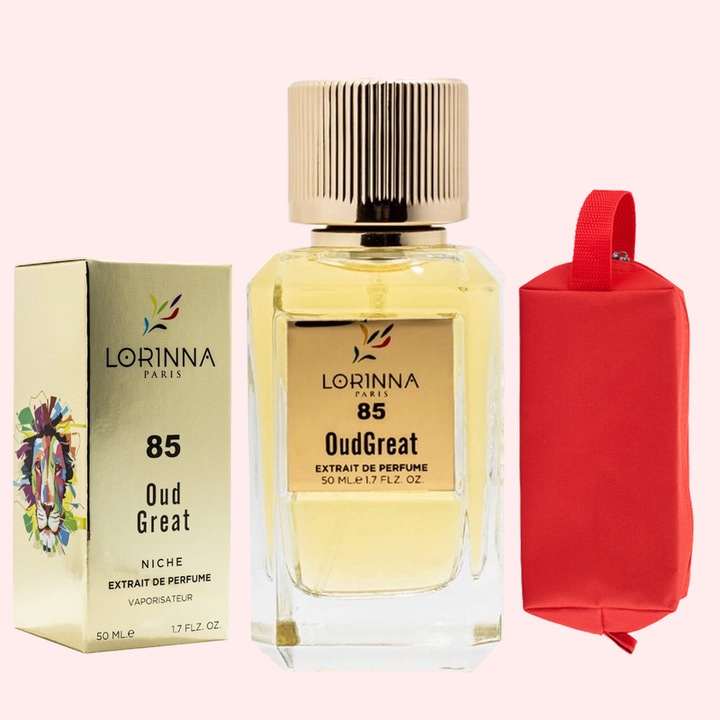 Set Extract de Parfum Lorinna Paris Parfum Oud Great, Unisex Dama Barbat, 50 ml si Gentuta Parfumuri