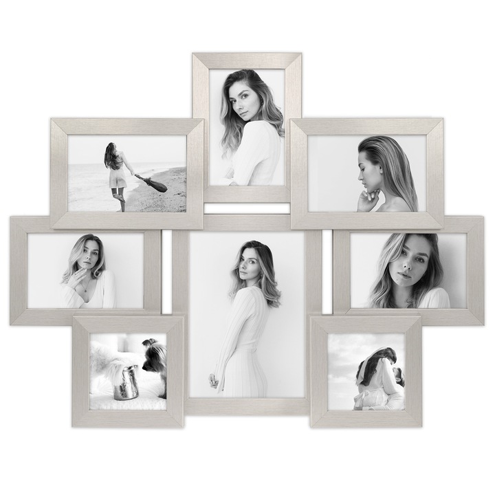 Multirama foto Framai S, 8 poze, 57x45 cm, MDF ecologic, plexi, argintie