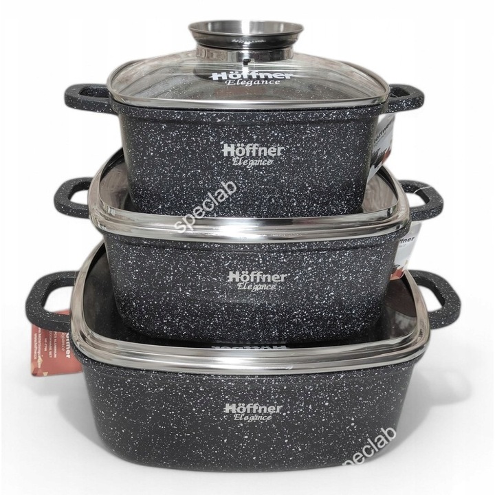 Set 6 Oale Marmorate Hoffner HF-7766 - Inductie, Gaz, Piekarnik