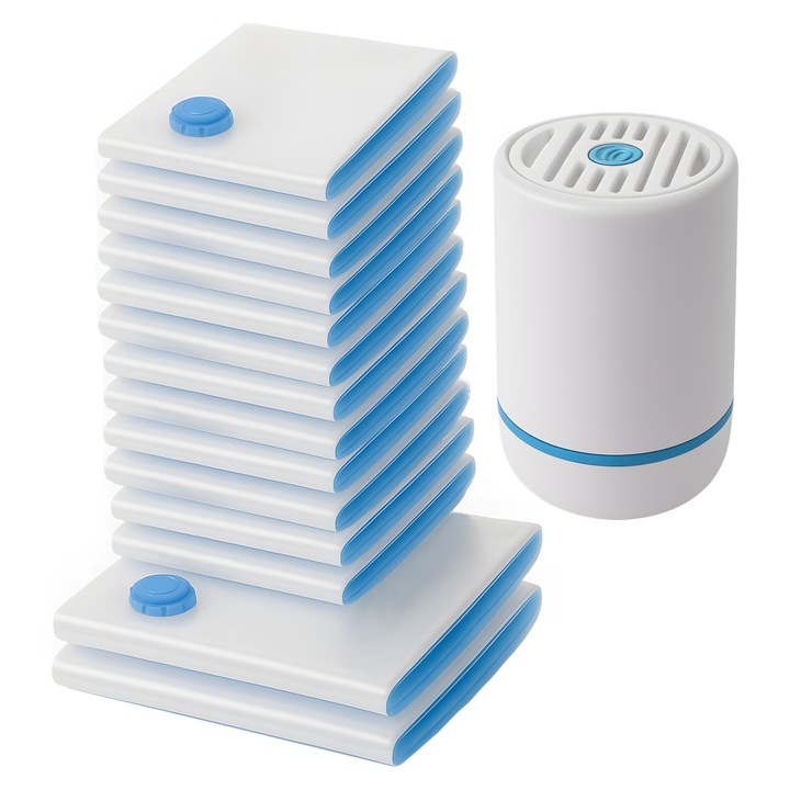 15 darabos vákuumzsák készlet ruhákhoz, ágyneműhöz, 2 méretben, elektromos pumpa