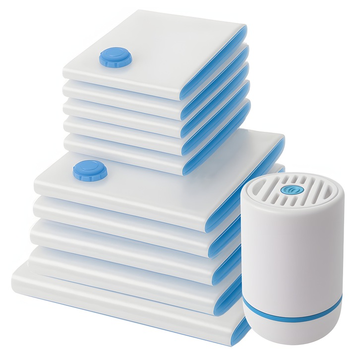 10 darabos vákuumzsák készlet ruhákhoz, ágyneműhöz, 3 méret, elektromos pumpa