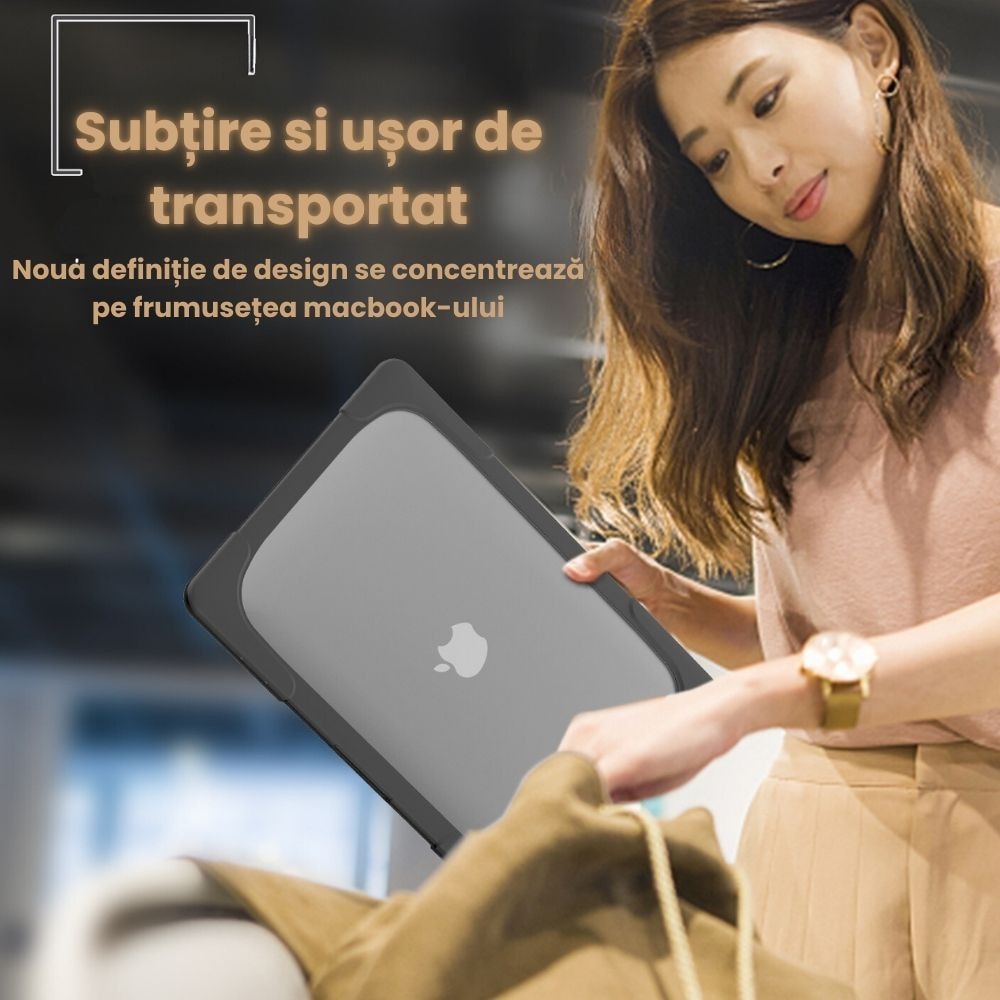 Husă rigidă CALLIMEX pentru MacBook Pro 13 inch, colțuri întărite, suport reglabil, culoare gri