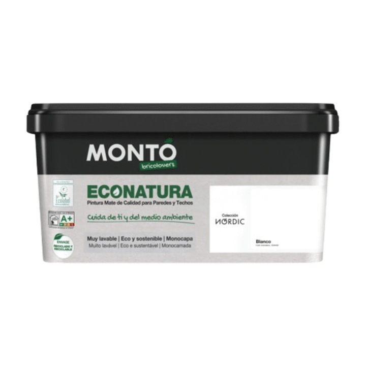 Vopsea ECOLOGICA PREMIUM pentru pereti si tavane, mortar de ciment, beton si caramida de interior, Verde Detox, Monto, 4L