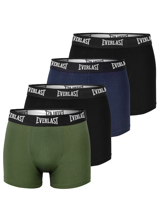 Set 4 boxeri barbati Everlast, lenjerie intima din bumbac, multicolori, confortabili si practici, Multicolor