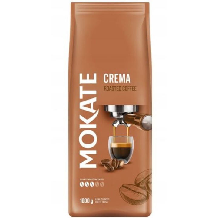 Cafea boabe Mokate Crema, 1kg, aromă bogată, note de ciocolată și caramel