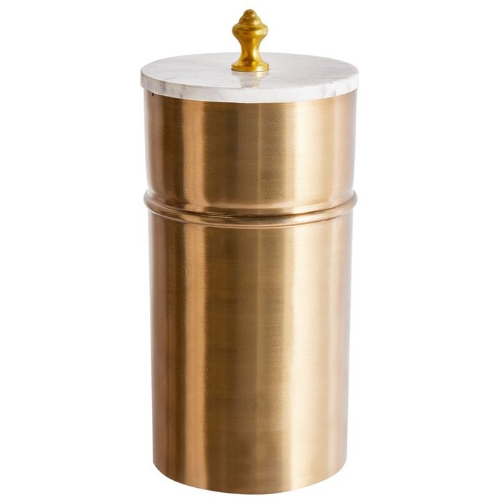Cutie de depozitare Beliani, auriu, metal, rotund, 16x16x36cm, cu capac decorativ