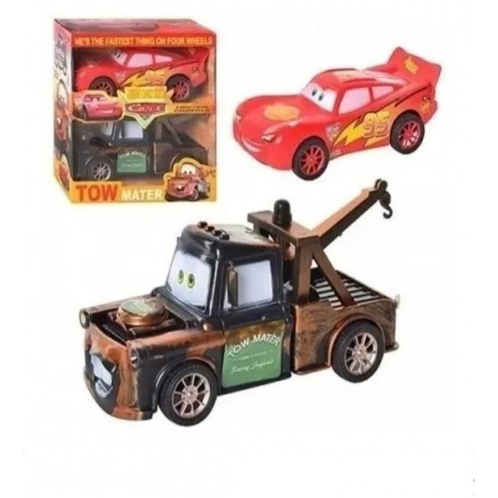 BimBimBo Autó szett, 2 db-os, Villám McQueen és Matuka, többszínű, 17x9x6cm