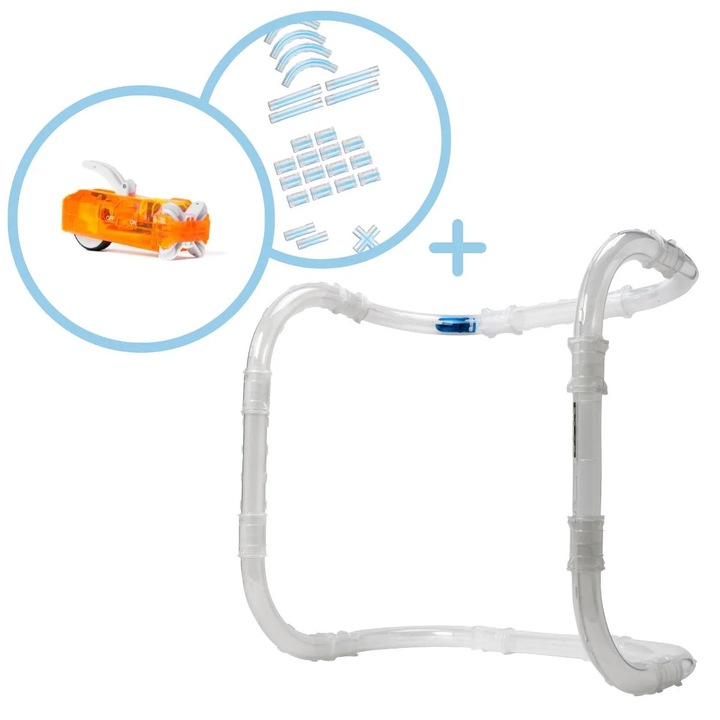 Set de extensie modulară pentru circuit de curse B2X, 2 mașini, telecomenzi, 12 tuburi curbate, multicolor