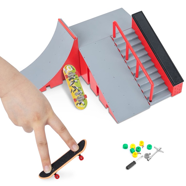 Ujjgördeszka rámpa szett, Gr8ware, mini rámpa, edzés kellék gyerekeknek, többszínű