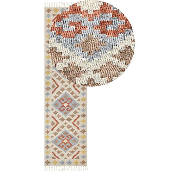 Covor kilim din bumbac multicolor 80 x 300 cm Atan