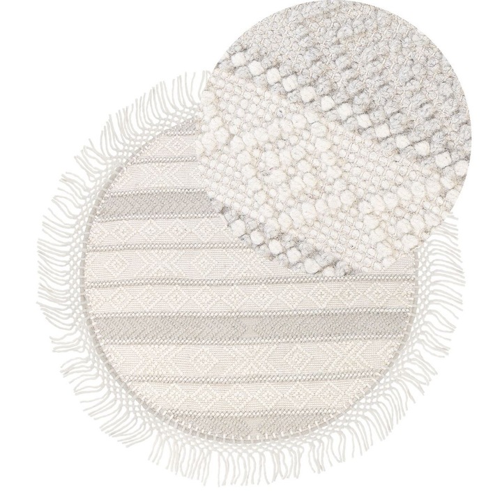 Covor din lana bej ⌀ 140 cm Baltalar