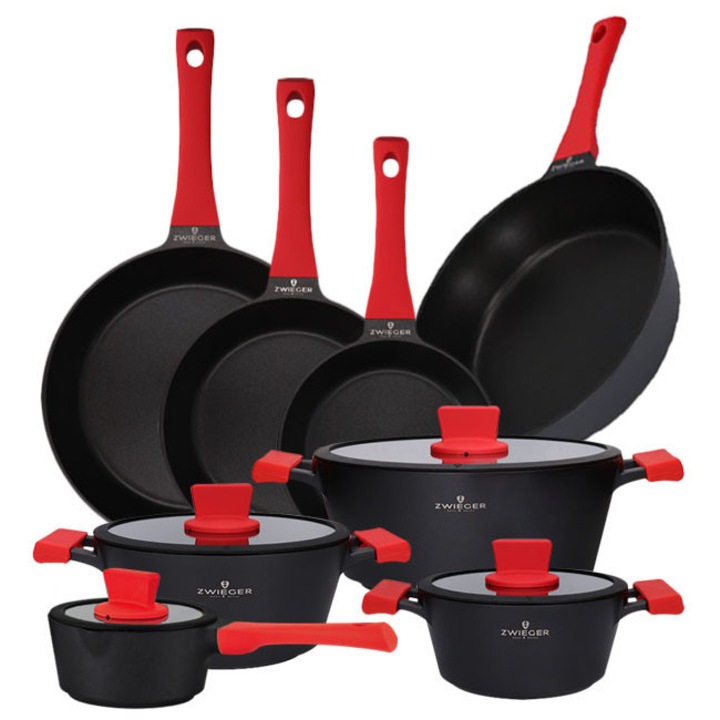 Set oale si tigaie Zwieger Obsidian, 12 piese, turnat aluminiu