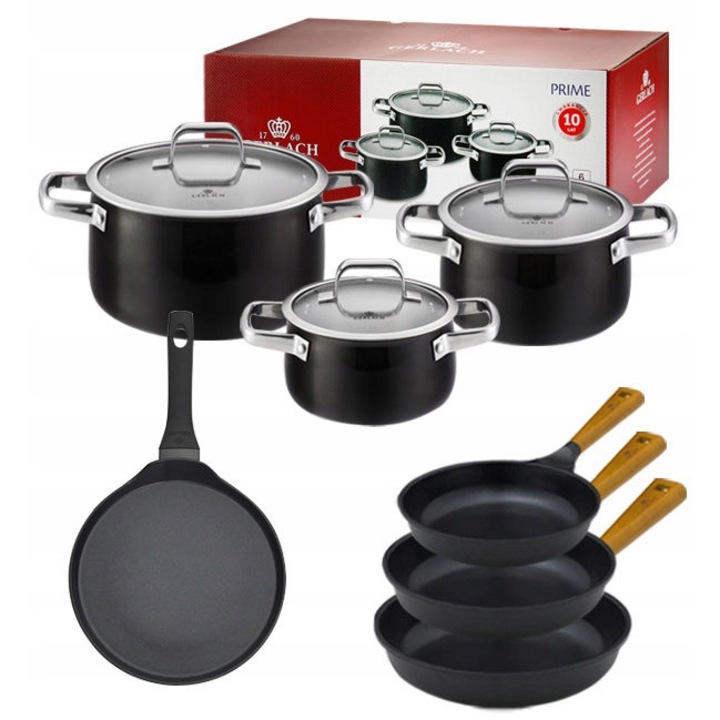 Комплект 10 части съдове за готвене Gerlach Prime: 6 тенджери + 4 тигана