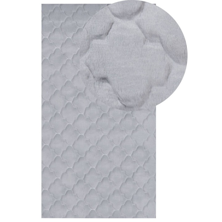 Covor din piele sintetica gri 80 x 150 cm Gharo