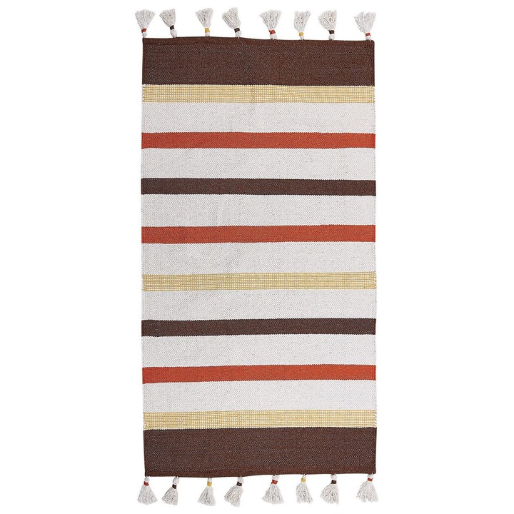 Covor din bumbac maro si bej deschis 80 x 150 cm Hisarli