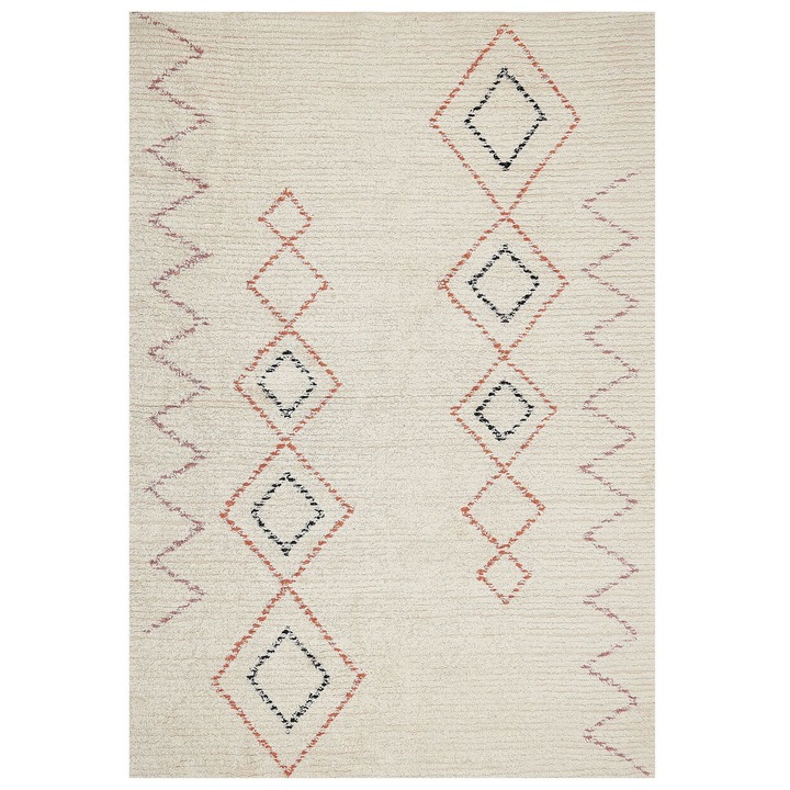 Covor din bumbac rosu si negru bej 160 x 230 cm Guwahati