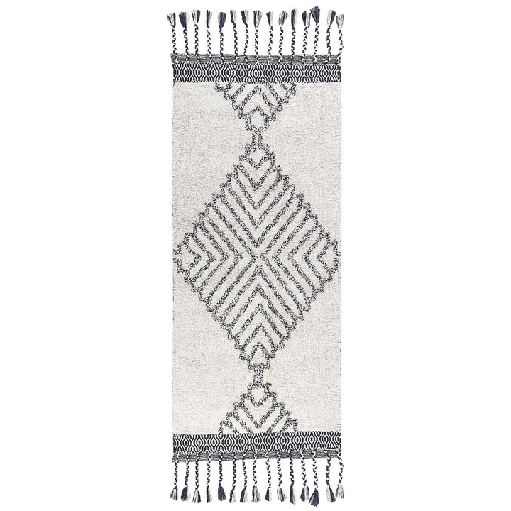 Covor din bumbac negru si alb 80 x 150 cm Eray