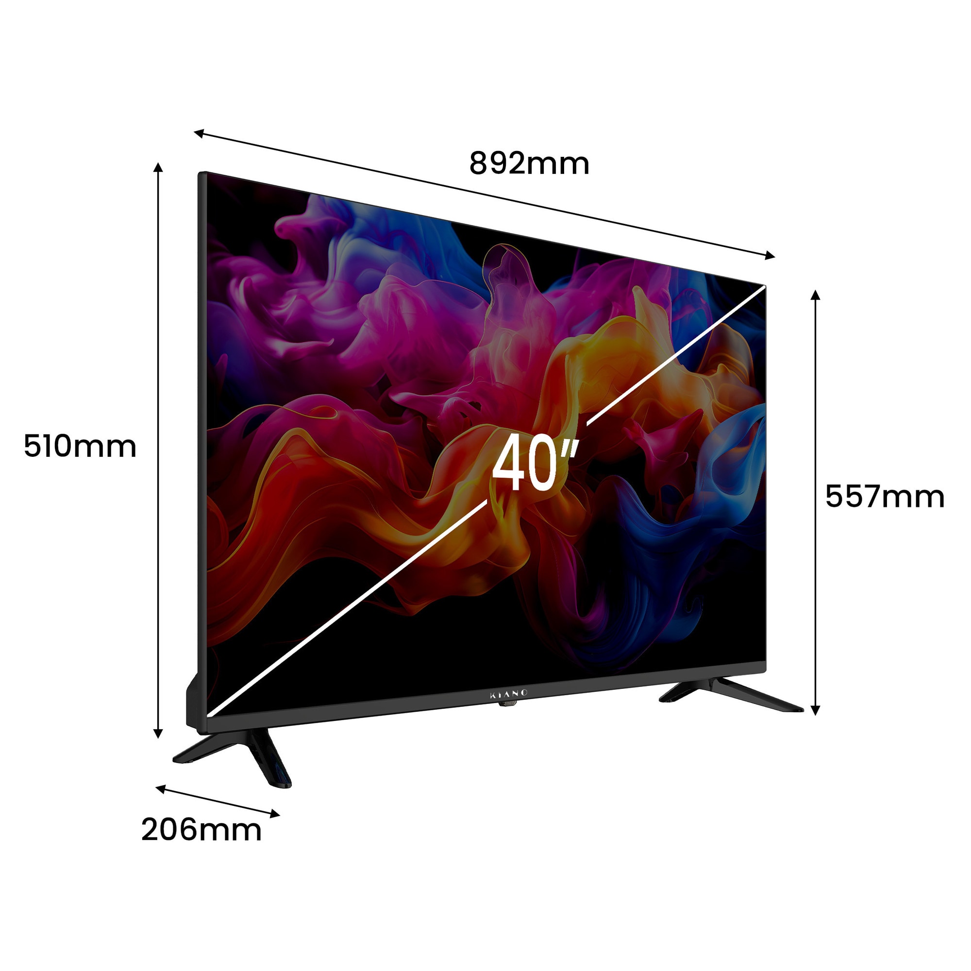 Televizor Kiano Elegance 40', D-LED, Smart TV, DVB-T2/S2, 3x HDMI, 2x USB, 100 cm, VIDAA, Full HD