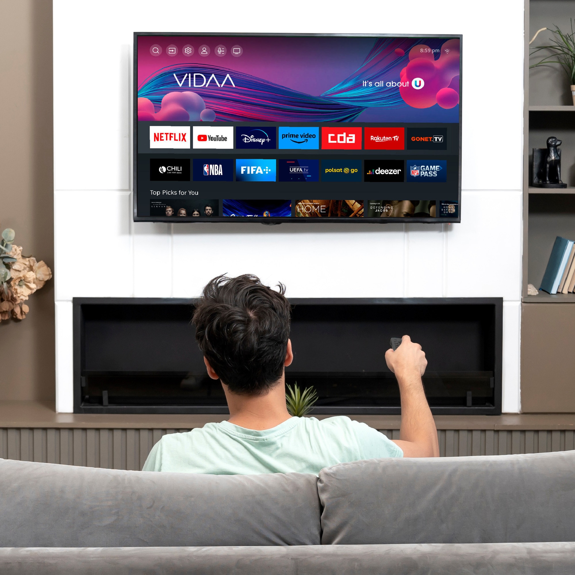 Televizor Kiano Elegance 43', D-LED, Smart TV, DVB-T2/S2, 1,5 GB RAM, 8 GB memorie flash, 108 cm, VIDAA, 4K Ultra HD