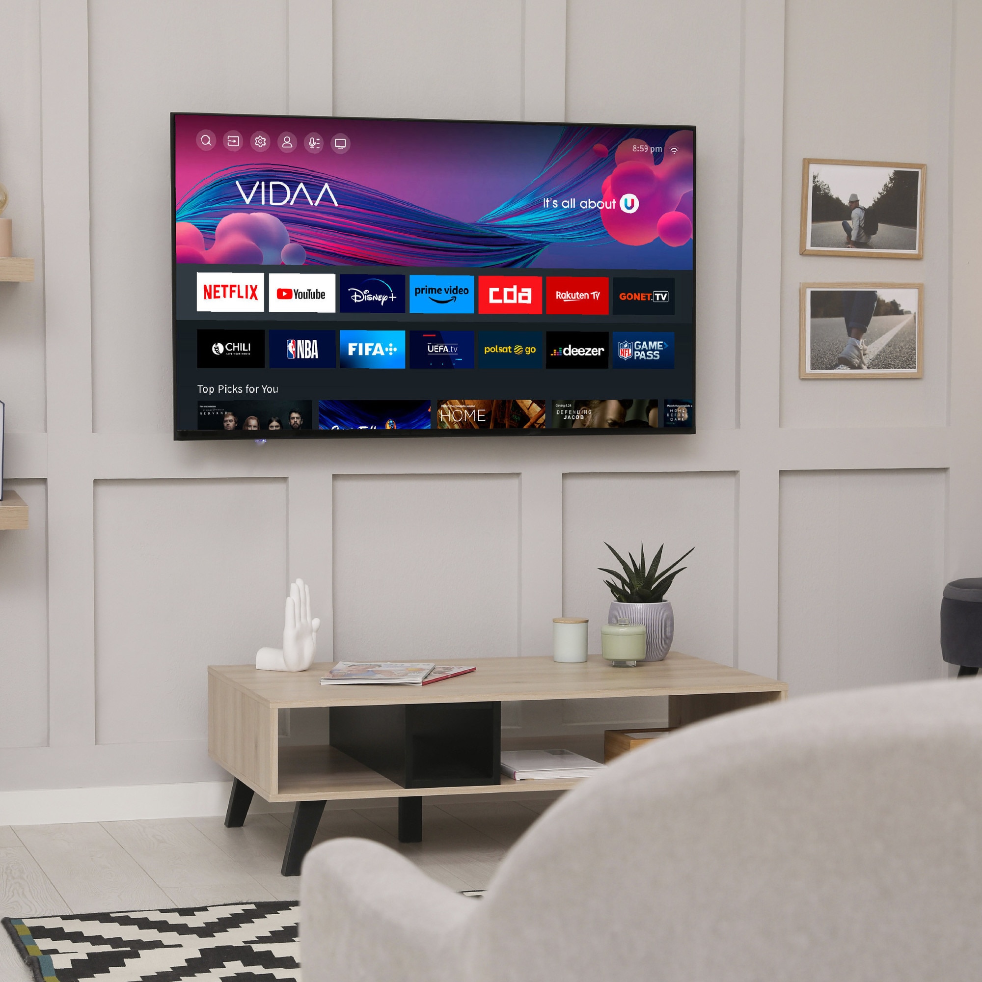 Televizor Kiano Elegance 43', D-LED, Smart TV, DVB-T2/S2, 1,5 GB RAM, 8 GB memorie flash, 108 cm, VIDAA, 4K Ultra HD