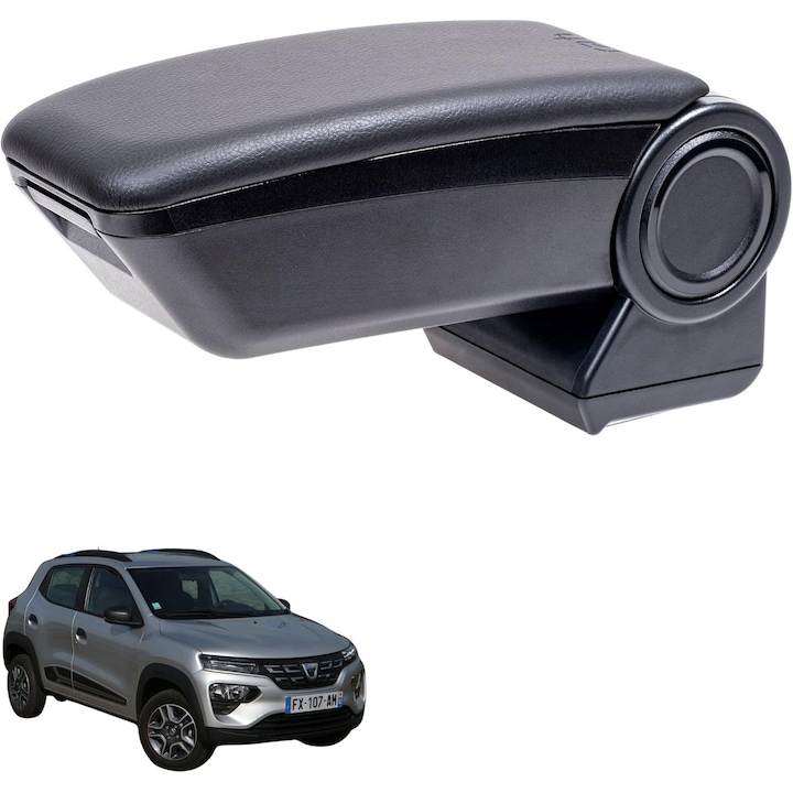 Cotiera auto pentru Dacia Spring 2021, reglabil, cu compartiment, negru