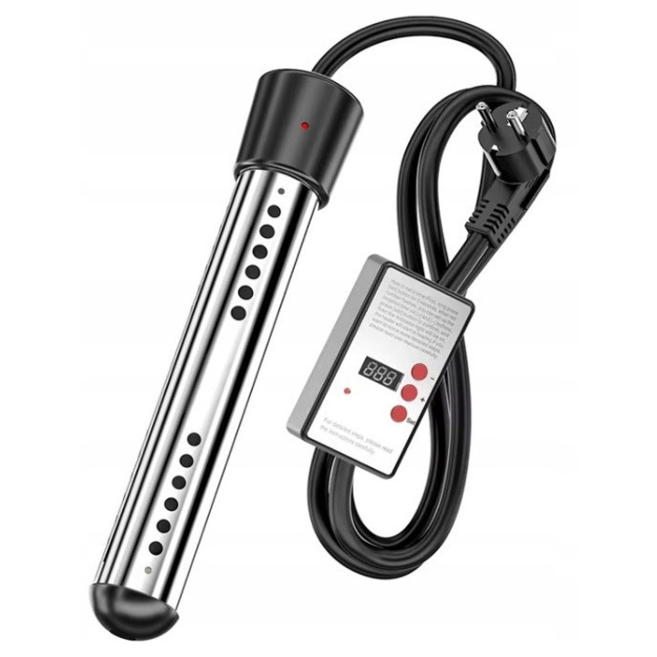 Incalzitor electronic pentru apa cu timer EL-03, 2500W, multicolor, 260x37mm, set cu minge de sarma si banda de smirghel