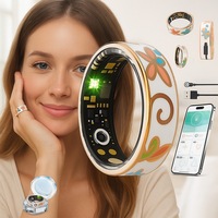 Inel inteligent pentru femei, ZYNORO®, ultra-usor, somn, pasi, ritm cardiac, oxigen din sange, Compatibil iOS/Android, rezistent la apa, Design Floral, Carcasa de incarcare din cristal, Email Aur，9