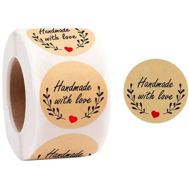 Set etichete autoadezive rotunde Marvit, 500 buc, handmade cu drag