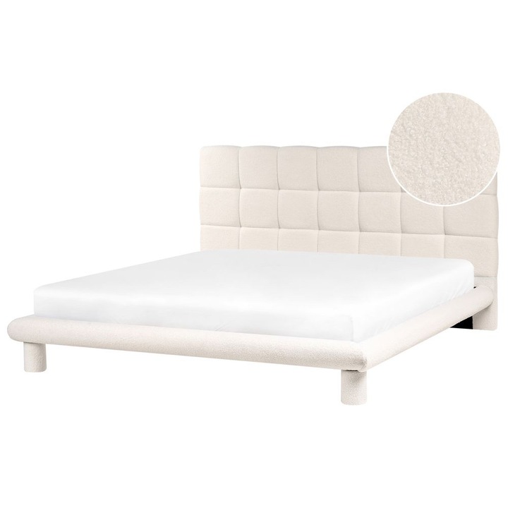 Pat cu lamele Boucle Cressat 180 x 200 cm Alb-murdar