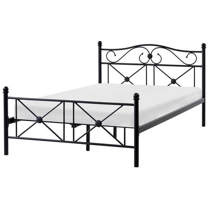 Pat cu lamele Metal Rodez 120 x 200 cm Negru