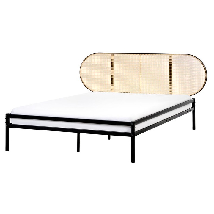 Pat cu lamele Ratan sintetic Boulin 140 x 200 cm Negru