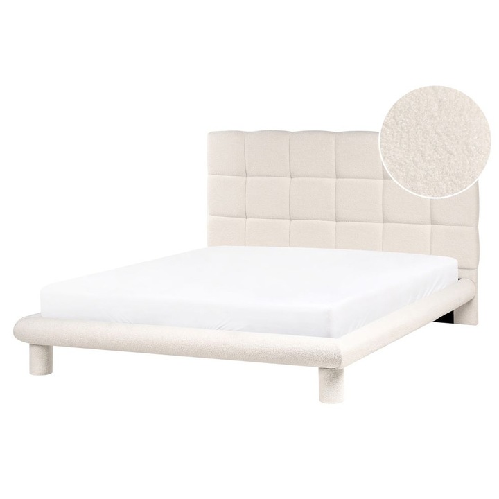 Pat cu lamele Boucle Cressat 140 x 200 cm Alb-murdar