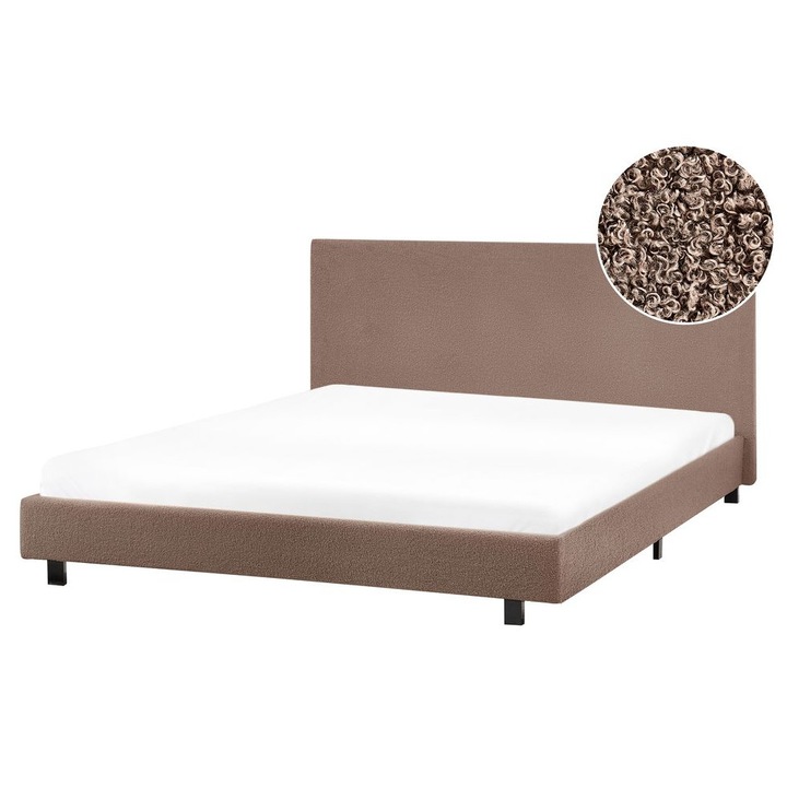 Pat cu lamele Boucle Albi 140 x 200 cm Maro