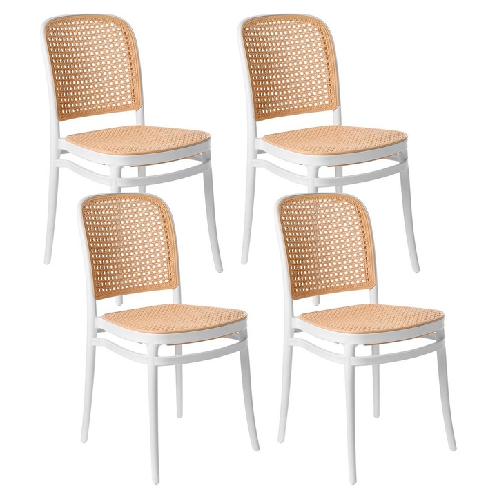 Set de 4 scaune de gradina Plose Alb/Bej