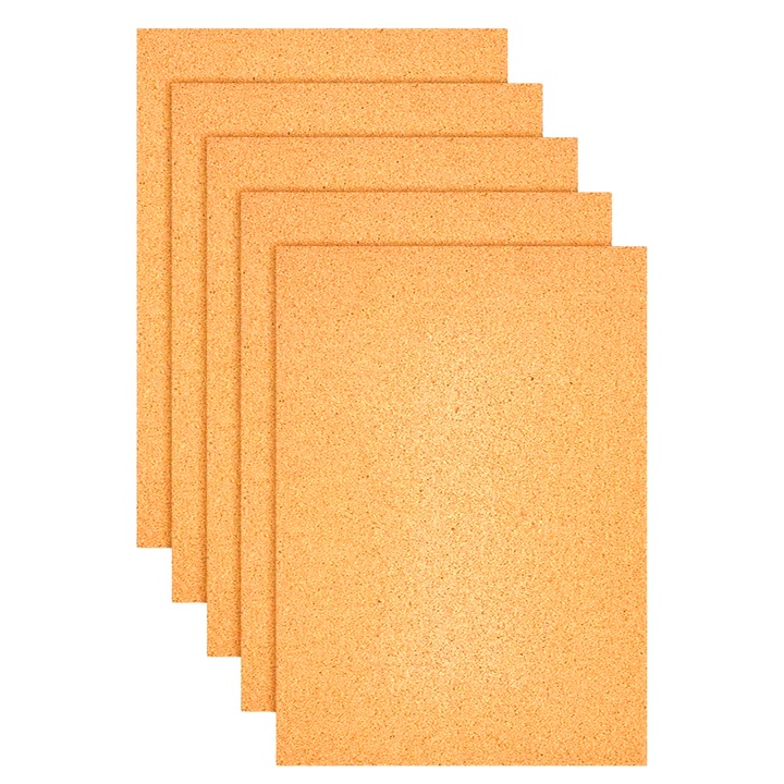 Комплект от 5 коркови листа A3, 1 мм, естествен цвят, за DIY проекти