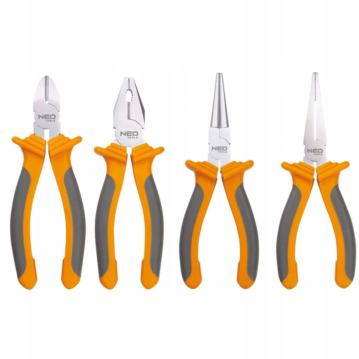 Fogókészlet 160 mm, NEO TOOLS, 4 darabos, acélból, ergonomikus nyél